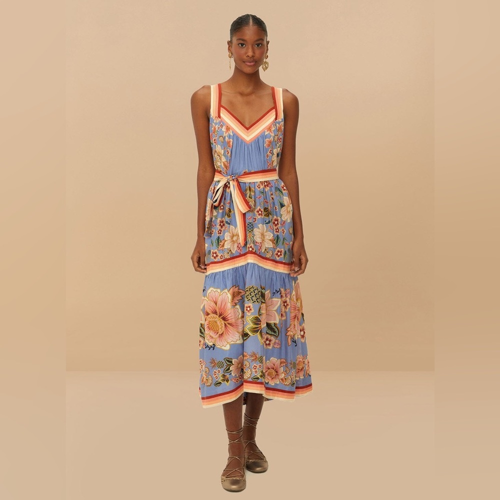 Farm Rio Blue Superbloom Tapestry Maxi Dress